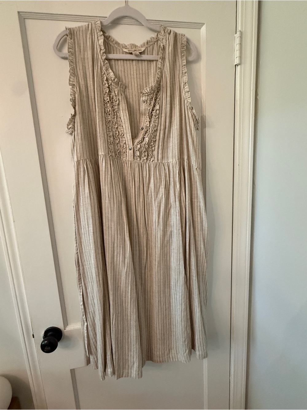 April Cornell Cream Dress with Thin  Stripes